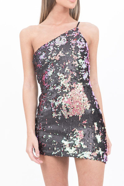 Asymmetric Multi-Colour Sequin Mini Dress - dev.katchme