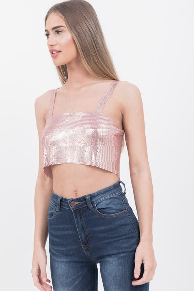Baby Pink Chain Mail Crop Top - dev.katchme