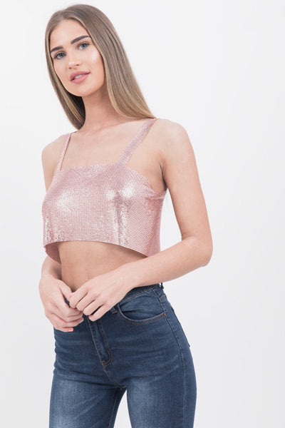 Baby Pink Chain Mail Crop Top - dev.katchme