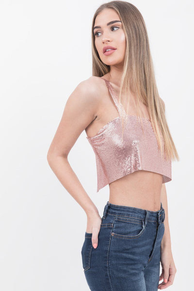 Baby Pink Chain Mail Crop Top - dev.katchme