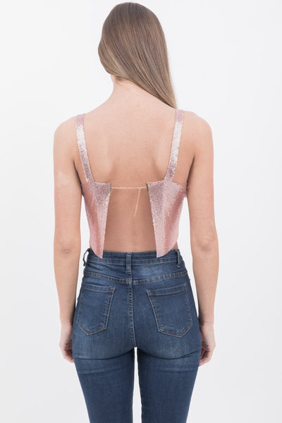 Baby Pink Chain Mail Crop Top - dev.katchme