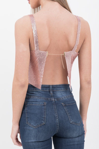 Baby Pink Chain Mail Crop Top - dev.katchme