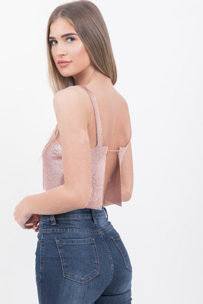 Baby Pink Chain Mail Crop Top - dev.katchme