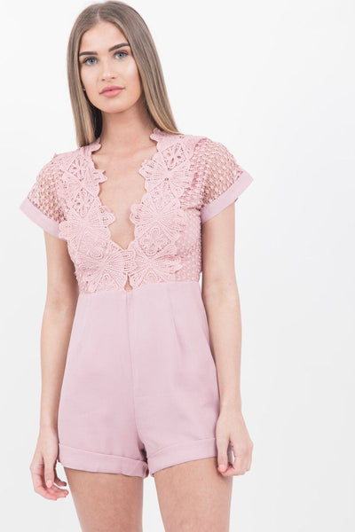 Baby Pink Crochet Playsuit - dev.katchme