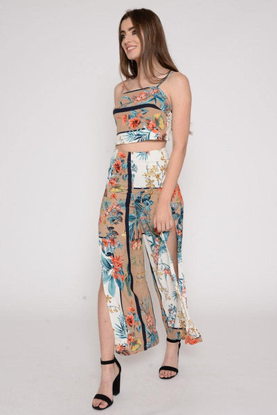 Apricot Floral Co-ord Crop Top and Trousers - dev.katchme