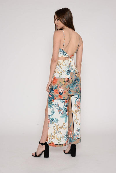 Apricot Floral Co-ord Crop Top and Trousers - dev.katchme