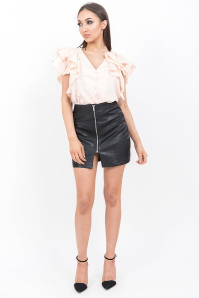 Apricot Button Up Ruffle Sleeve Blouse - dev.katchme