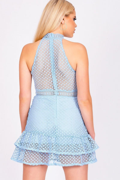 Baby Blue Cut Out Crochet Frill Dress - dev.katchme