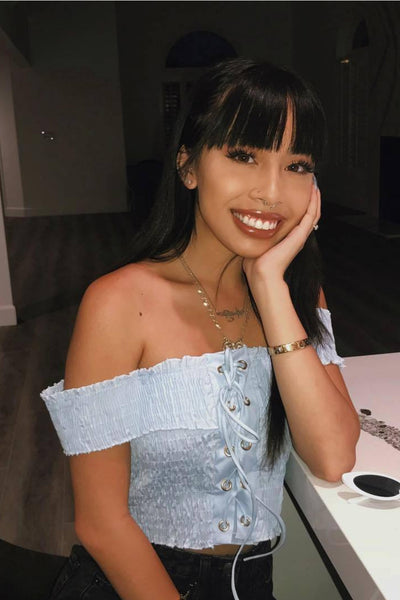 Baby Blue Bardot Top - dev.katchme