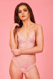 Baby Pink Floral Polka Dot Sheer Bodysuit - dev.katchme