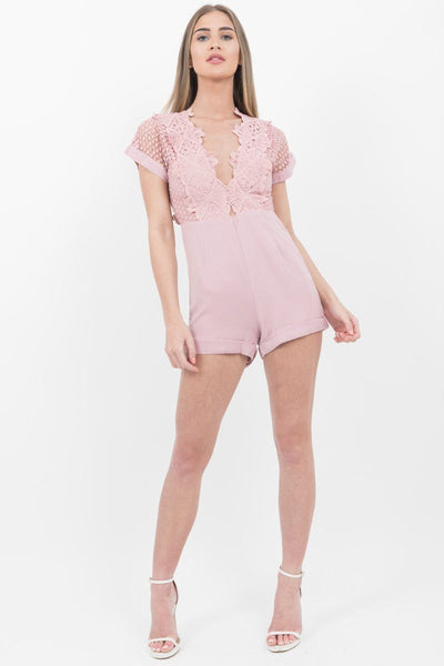 Baby Pink Crochet Playsuit - dev.katchme