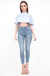 Baby Blue Cold Shoulder Crop Top - dev.katchme