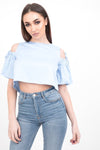 Baby Blue Cold Shoulder Crop Top - dev.katchme