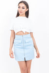 Baby Blue Zip Front Mini Skirt - dev.katchme