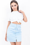 Baby Blue Zip Front Mini Skirt - dev.katchme
