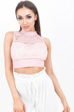 Baby Pink Crochet High Neck Crop Top - dev.katchme