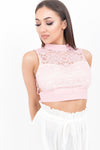 Baby Pink Crochet High Neck Crop Top - dev.katchme