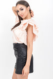 Apricot Button Up Ruffle Sleeve Blouse - dev.katchme