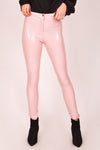 Baby Pink High Shine PU Trousers - dev.katchme