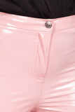 Baby Pink High Shine PU Trousers - dev.katchme