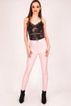 Baby Pink High Shine PU Trousers - dev.katchme