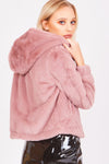 Baby Pink Faux Fur Zip Up Hoodie Jacket - dev.katchme