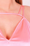 Baby Pink Double Strap Satin Mini Dress - dev.katchme
