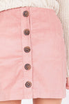 Baby Pink Cord Button-Front Mini Skirt - dev.katchme