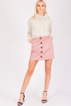 Baby Pink Cord Button-Front Mini Skirt - dev.katchme