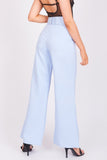 Baby Blue Belted Flared Trousers - dev.katchme