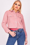 Baby Pink Cropped Cord Trucker Jacket - dev.katchme
