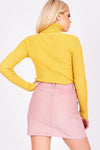 Baby Pink Corduroy Zip Front Mini Skirt - dev.katchme