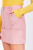 Baby Pink Corduroy Zip Front Mini Skirt - dev.katchme
