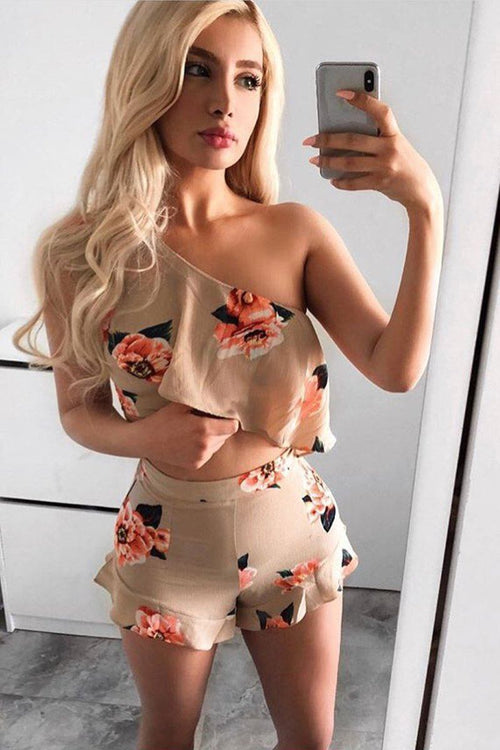 Apricot Flounce Asymmetric Floral Co-ord - dev.katchme
