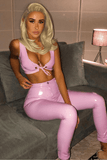 Baby Pink High Shine PU Trousers - dev.katchme